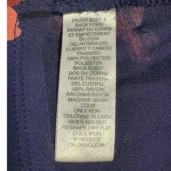 Ann Taylor Loft Women’s Small Navy Blue & Pink Floral Tank‎ Top Button Detail - Picture 7 of 7